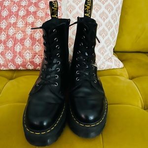 Solid black Dr. Martens Jadon 8-eye laced boots